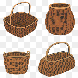 棕色手工麻绳编织的篮子编织物卡通