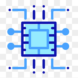 蓝色手绘芯片卡通图标
