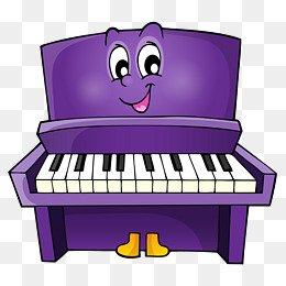 卡通紫色钢琴免抠图