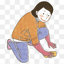 卡通蹲着的那人png