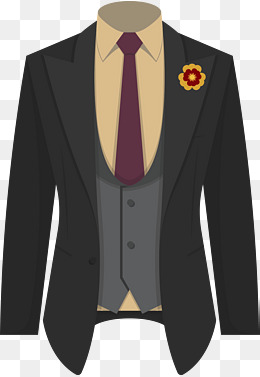卡通黑色西装服饰素材图