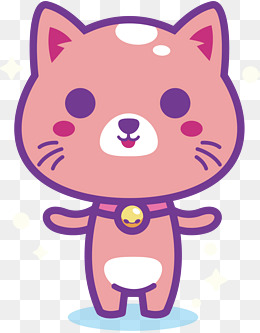 矢量手绘可爱粉色小猫咪