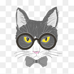 卡通戴眼镜的猫免抠素材