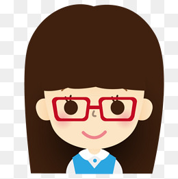 手绘卡通戴眼镜女生