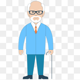 拄拐棍的老爷爷png