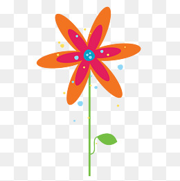 矢量手绘彩色一朵鲜花