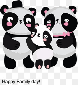 可爱熊猫一家三口
