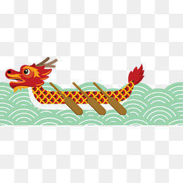 蓝色卡通水流龙舟