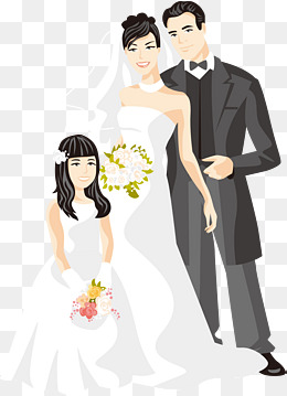 卡通情侣结婚人物插画