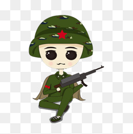 卡通迷彩服持枪军人