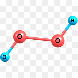 红蓝色过氧化氢分子形状素材