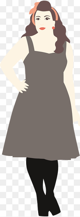 微笑黑衣自信胖女孩
