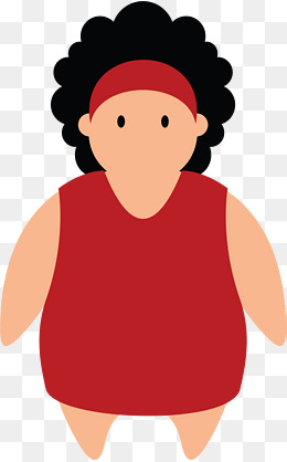 红衣扁平卡通女胖子