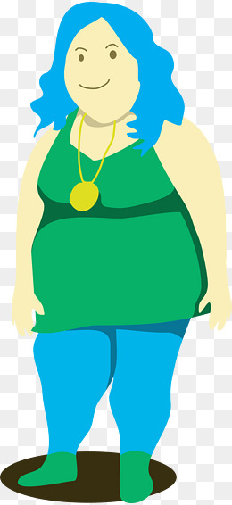 微笑卡通绿衣女胖子