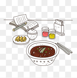 手绘水彩意大利面食物