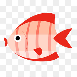 红色七彩燕鱼手绘卡通鱼类水族矢量素材
