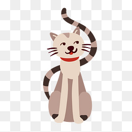 彩色小猫看书卡通插画