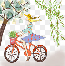 骑自行车人物插画