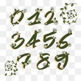 树叶花朵绿色数字