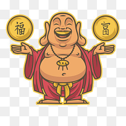 黑白风格弥勒佛矢量