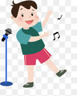 卡通唱歌男孩png