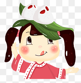 女孩头顶上的粽子卡通图