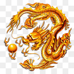 金色卡通蛟龙戏珠png