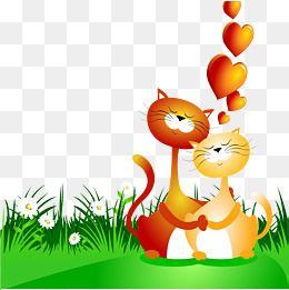 卡通简笔画橘色小猫png
