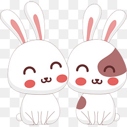 手绘卡通两只小兔子