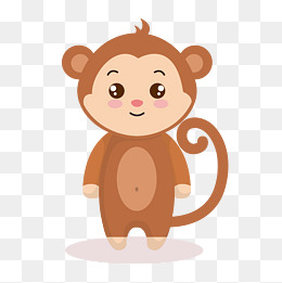 卡通小猴子大香蕉png透明底千库原