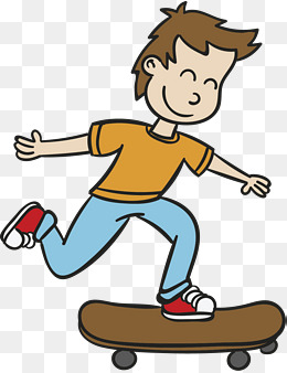卡通运动滑板男孩