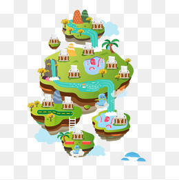 卡通手绘寻宝地图