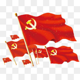 卡通手绘党旗飘扬