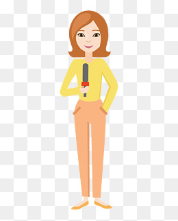 手绘卡通人物女主持人