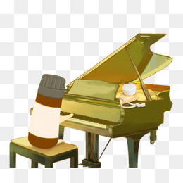 卡通弹琴的男孩免抠图