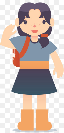 开学啦背书包上学