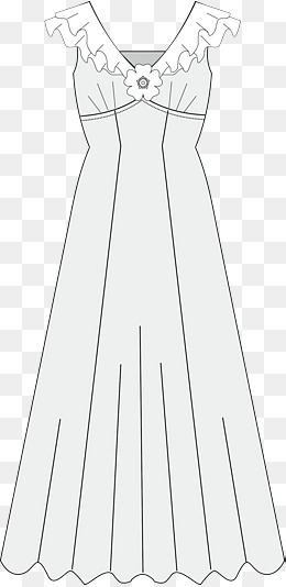 性感吊带长裙手绘图