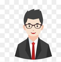 黑色西装卡通微笑男生半身像