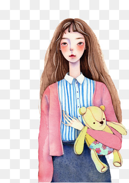 手绘卡通文艺女孩