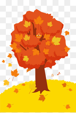 红色卡通秋季落叶