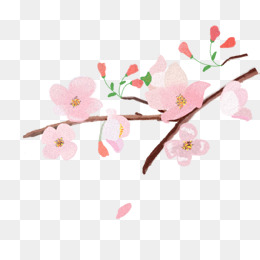 手绘卡通桃花素材