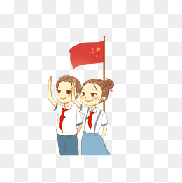 卡通敬礼的学生素材