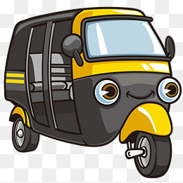 卡通男人骑着三轮车
