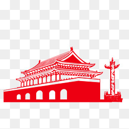 国庆节中国风红色剪纸欢庆佳节元素