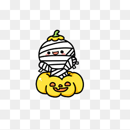 卡通坐着南瓜里面的绷带小人素材