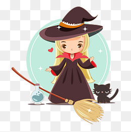 万圣节女魔法卡通可爱