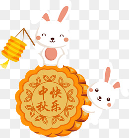 中秋节卡通手绘可爱月饼兔