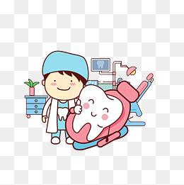 卡通给牙齿问诊的牙医素材