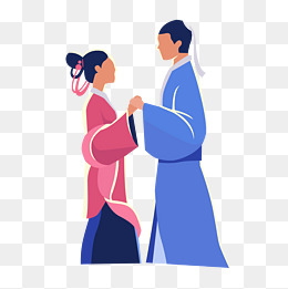 卡通手绘古代情侣