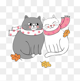 卡通温馨的一家人猫咪